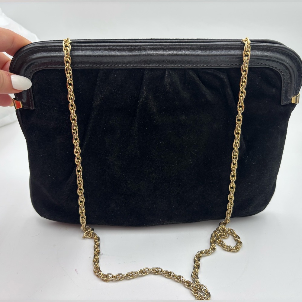 CORNELL CREATIONS Hungary Vintage Suede Shoulder Bag with Gold Chain